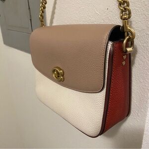 Coach Tan, Red, and White Shoulder Bag